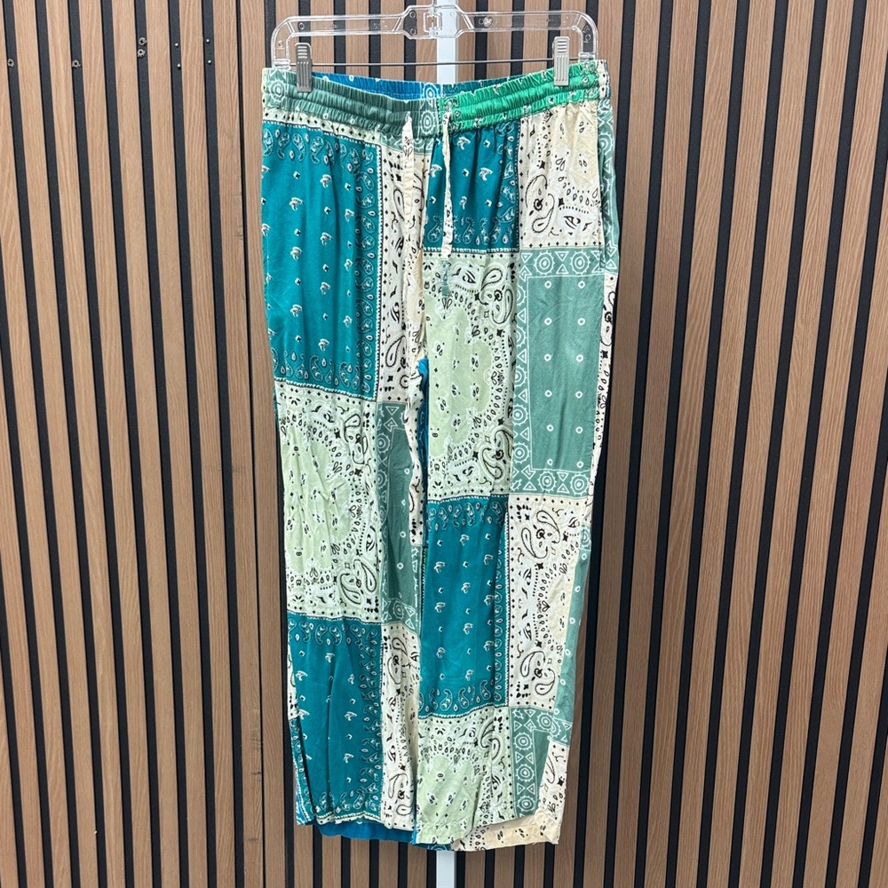 Green and Cream Patchwork Pants - image 2